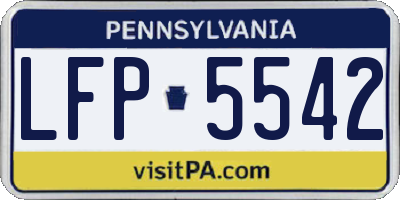 PA license plate LFP5542