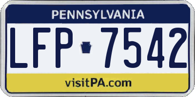 PA license plate LFP7542