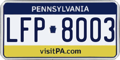 PA license plate LFP8003
