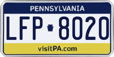PA license plate LFP8020