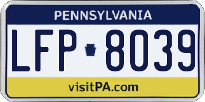 PA license plate LFP8039