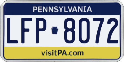 PA license plate LFP8072