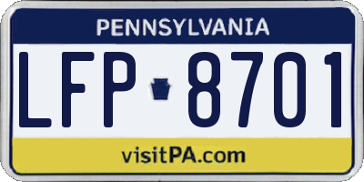 PA license plate LFP8701