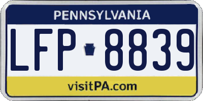 PA license plate LFP8839