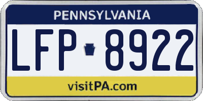PA license plate LFP8922