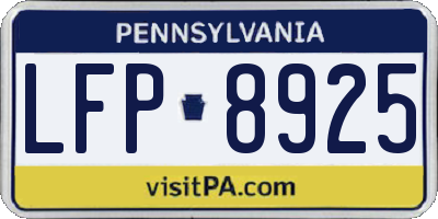 PA license plate LFP8925