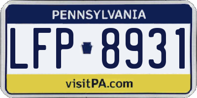 PA license plate LFP8931