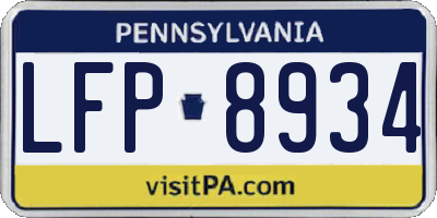 PA license plate LFP8934