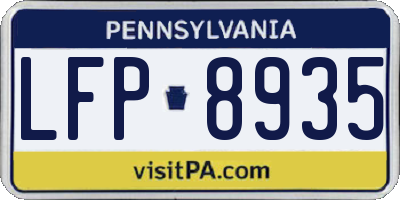 PA license plate LFP8935