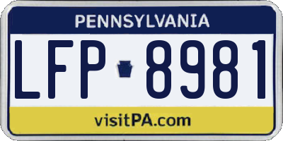 PA license plate LFP8981