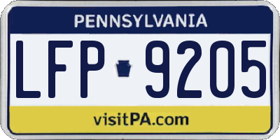 PA license plate LFP9205