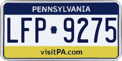 PA license plate LFP9275