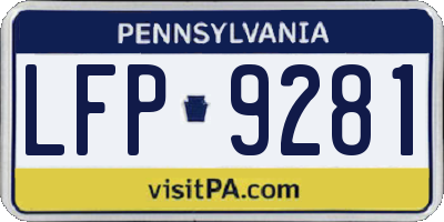 PA license plate LFP9281