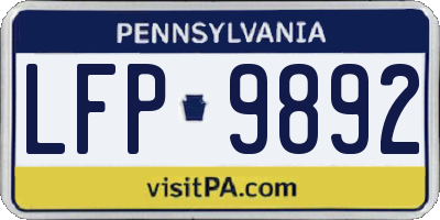 PA license plate LFP9892