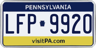 PA license plate LFP9920