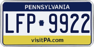 PA license plate LFP9922