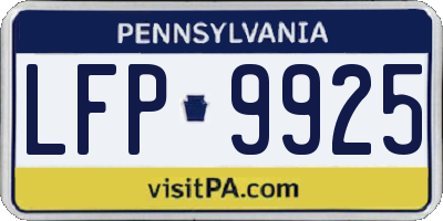 PA license plate LFP9925
