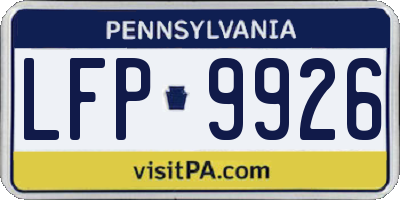 PA license plate LFP9926
