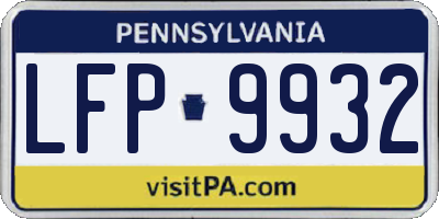 PA license plate LFP9932