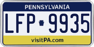 PA license plate LFP9935