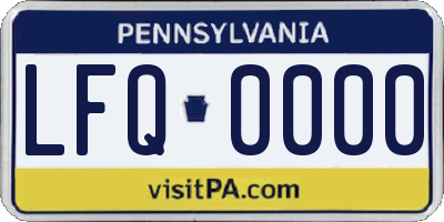 PA license plate LFQ0000