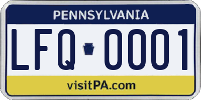PA license plate LFQ0001