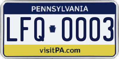 PA license plate LFQ0003