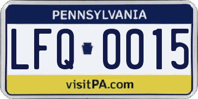 PA license plate LFQ0015