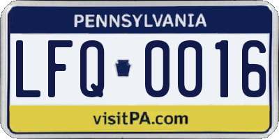 PA license plate LFQ0016