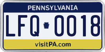 PA license plate LFQ0018