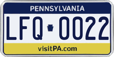 PA license plate LFQ0022