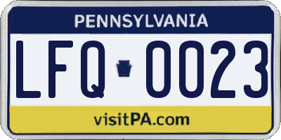 PA license plate LFQ0023