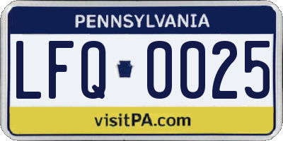 PA license plate LFQ0025