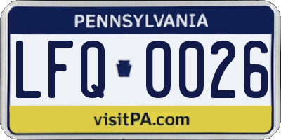 PA license plate LFQ0026