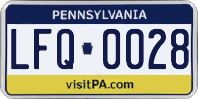 PA license plate LFQ0028