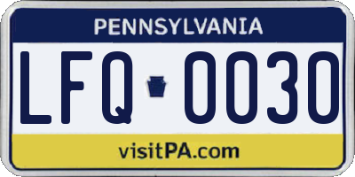 PA license plate LFQ0030