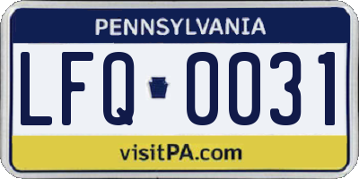 PA license plate LFQ0031