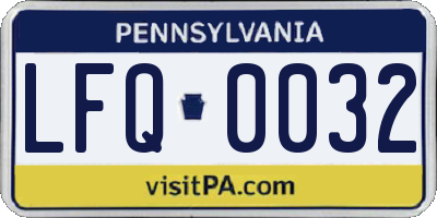 PA license plate LFQ0032