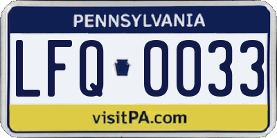 PA license plate LFQ0033