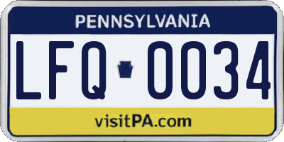 PA license plate LFQ0034