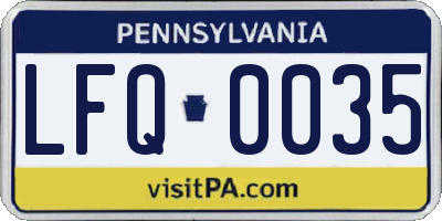 PA license plate LFQ0035