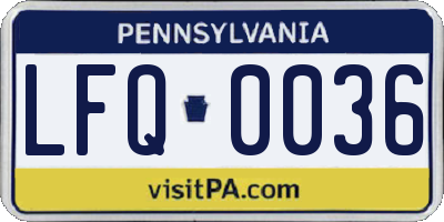 PA license plate LFQ0036