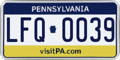 PA license plate LFQ0039