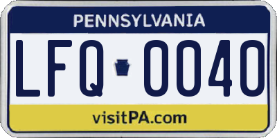 PA license plate LFQ0040