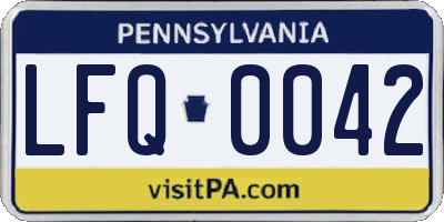 PA license plate LFQ0042