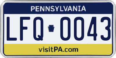 PA license plate LFQ0043