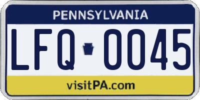 PA license plate LFQ0045