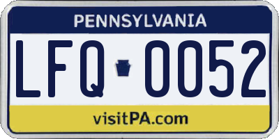 PA license plate LFQ0052
