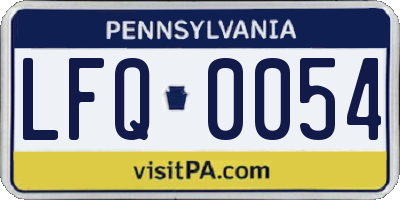 PA license plate LFQ0054