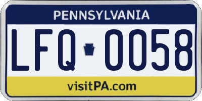 PA license plate LFQ0058